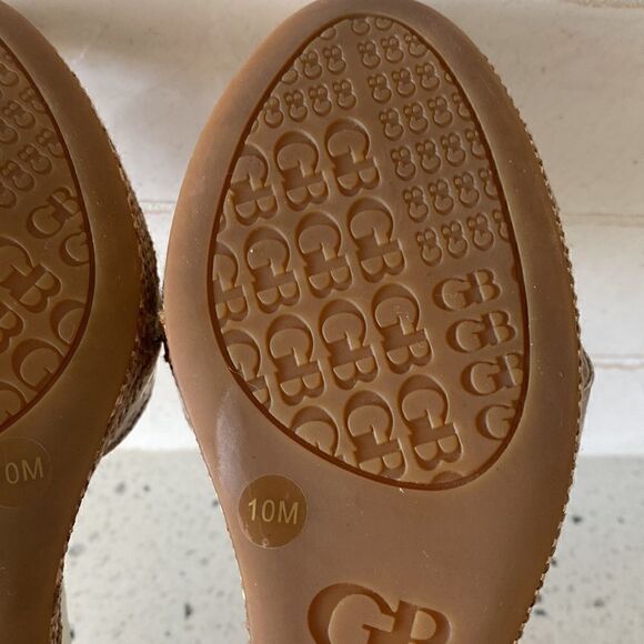 Gianni Bini Women Cork Wedge Metallic Gold Ankle Strap Platform Sandals Size 10 - Picture 12 of 16